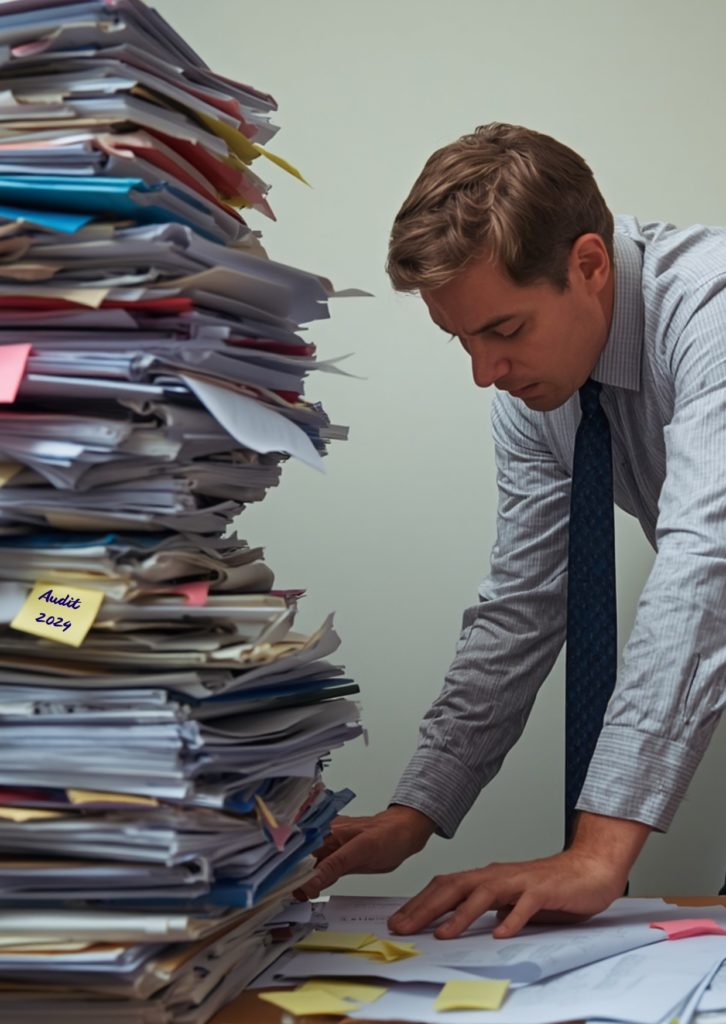 Un responsable QSE qui perd du temps à rechercher un document d'audit.